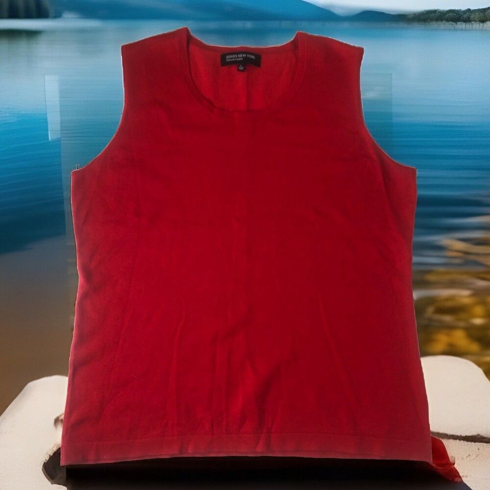 Jones New York Collection Tank Top Red Silk Blend Tag Size Large